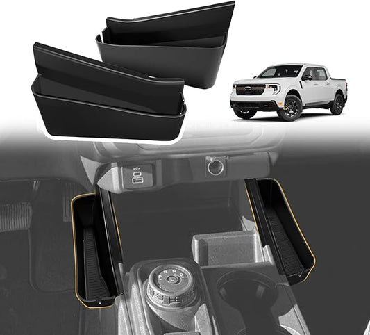 Muslogy for 2022 2023 2024 2025 2026 Maverick Center Console Shifter Storage Box ABS Material Console Side Organizer Left & Right 2PCS Set Compatible with Ford Maverick 2022-2026