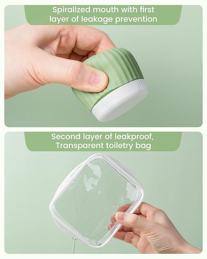 Mrsdry Travel Containers for Toiletries 4 Pack, TSA Approved Travel Size Toiletries, With Clear Bag Leak Proof Silicone Jars, Creams Jars Carrying Small Items