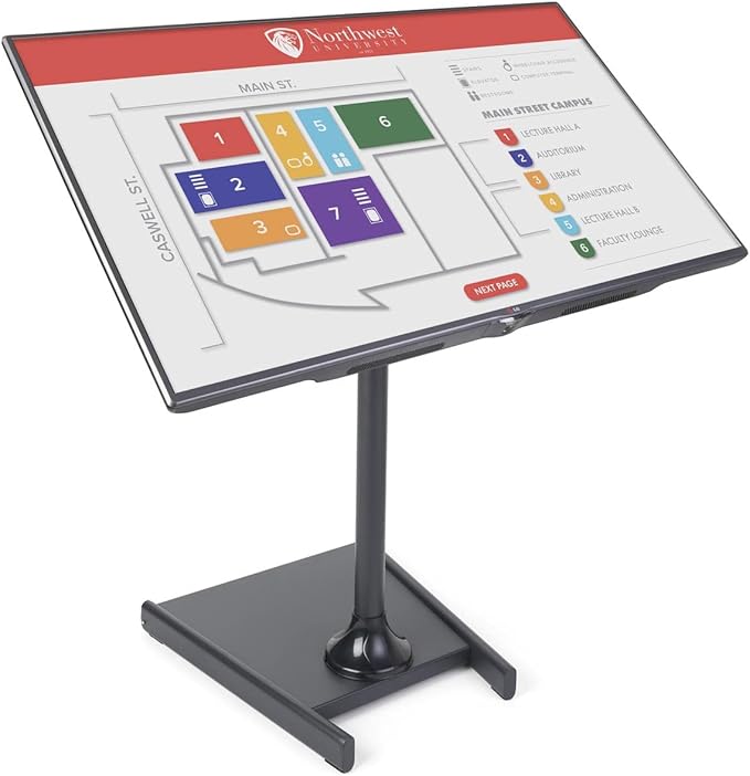 Floor Stand for Flat-Screen Monitor, Black Metal Bracket with Weighted Base, Rolling Wheels, LCD TV Rack for 27 to 60 Inch Screens ??Perfect for Lobbies!