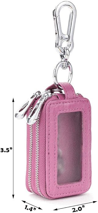 BAKUN Two-Sides Mini Leather Car Key Case, Key Holder Key Organizer Wallet