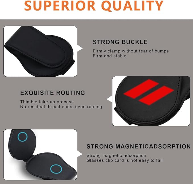 Sunglasses Holder Suit for Dodge Challenger Charger SRT RAM Car Sun Visor Magnetic Leather Glasses Sunglass Clip Eyeglasses Mount Car Accessories for Dodge Owners