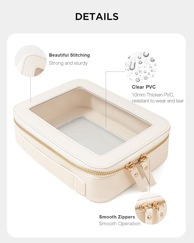 Travel Clear Makeup Bag Set, TSA Approved Cosmetic Bag Case with Zipper Portable Makeup Pouch Toiletry Bag Traveling Cosmetic Organizer Storage Bag Car Organizer Car Essentials