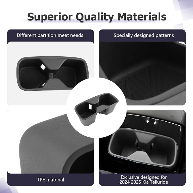 LUWU Cup Holder Compatible with Kia Telluride 2024-2026 Center Console Organizer Drink Holder Replacement for 2026 Kia Telluride Accessories Rear Seat Cup Holder (Compatible with 2024-2026 Telluride)