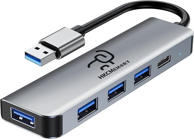 5-in-1 USB A Hub Splitter Adapter, with USB 3.0, USB 2.0 Ports and Type-C Power Delivery,Extender for A Port Laptop, PC, Desktop,PS4/5, Xbox and More