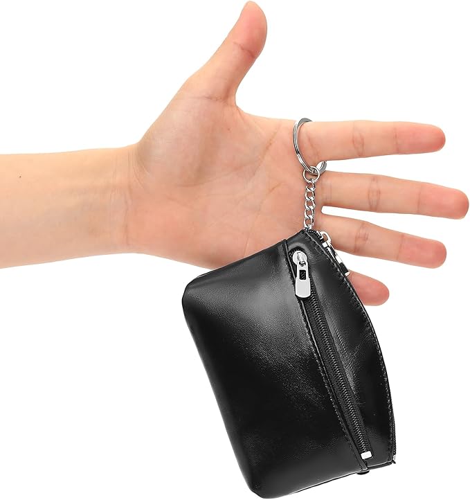 SENDEFN Genuine Leather Small Coin Purse Pouch Change Holder Wallet for Women With KeyChain