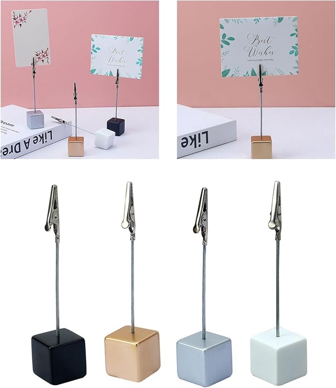 4Pcs Black Memo Clip Holders Stand with Alligator Clasp Pictures Card Paper Note Clip Office Memo Holders for Office Home Use, Office Memo Holders