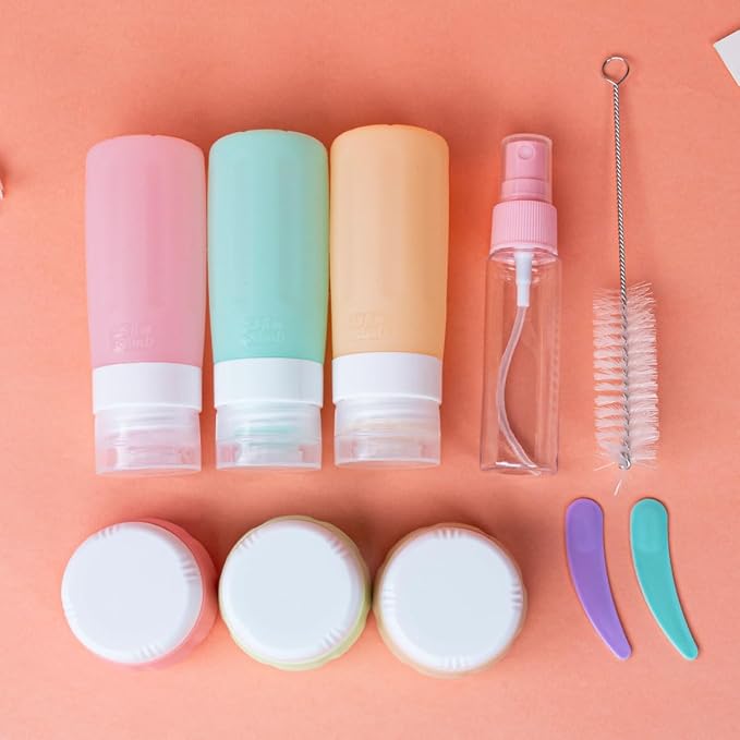 vodvob TSA Approved Travel Bottles Set, 16 Pack Leak Proof Silicone Refillable Containers for Toiletries, Perfect for Shampoo, Conditioner, Lotion & Travel Essentials (tz-1)