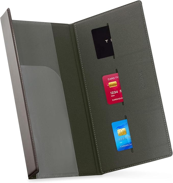 CoBak Leather Car Registration and Insurance Holder with Magnetic Compartment - Vehicle Glove Box Organizer for Driver License, Cards, Emergency Cash - Auto Truck Accessories Case, Dark Brown