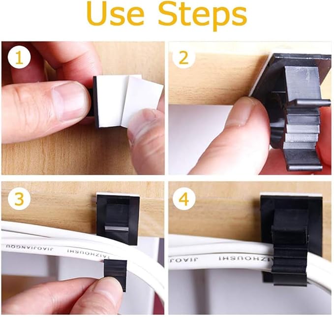 Viaky 30 Pcs Black Cable Wire Clips Adjustable Nylon Wire Holder Adhesive Cable Management Suitable for Maximum Diameter 0.5 inch (12.5mm) Cables