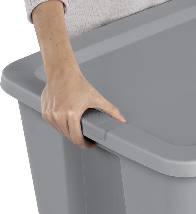 30 Gallon Plastic Storage Container with Snap-On Lid,Extra Large Storage Bin, Gray