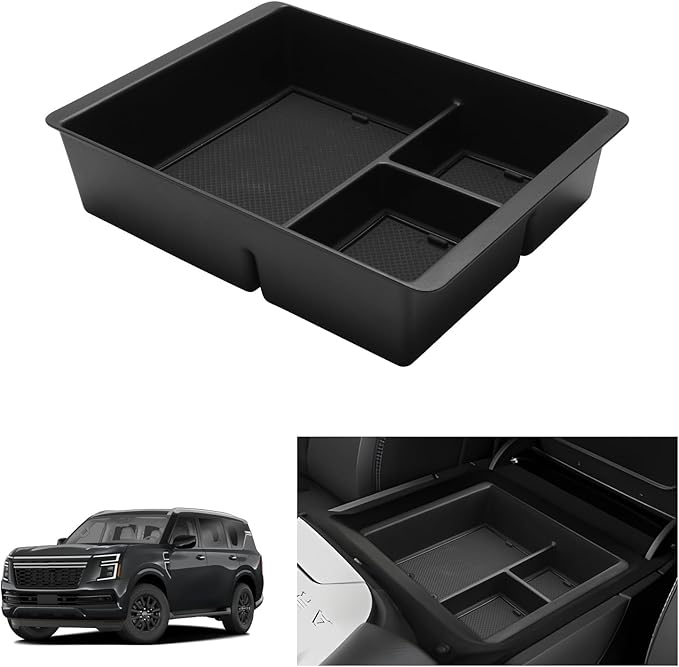 LUWU 2025 2026 Armada Center Console Organizer Tray Compatible with 2025 2026 Nissan Armada Accessories 2025 2026 Armada SV/SL/Platinum Armrest Console Organizer Armrest Organizer Insert Tray Black