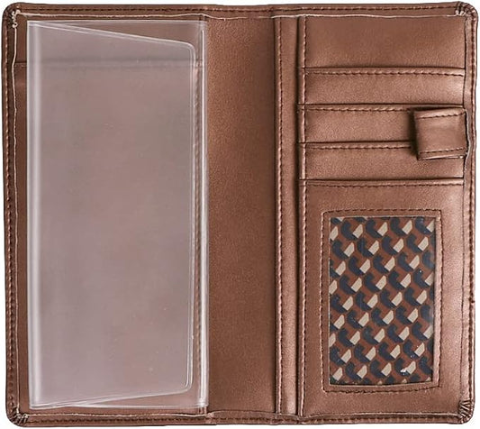 Sanlykate Leather Checkbook Cover for Men and Women, Check Book Case Card Holder with Free Divider, Standard Register Duplicate Checks with pen inserts