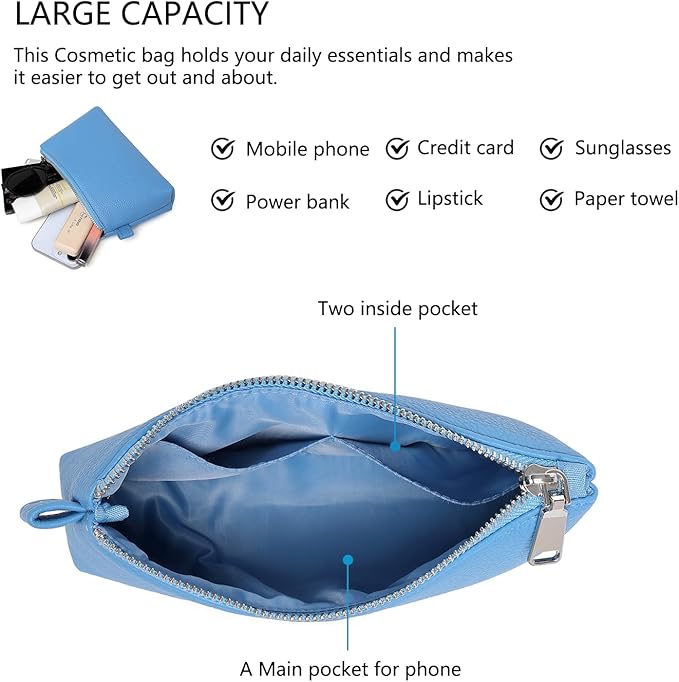 PU Leather Makeup Simple and Convenient Handbag Small Exquisite Storage Bag (PU/Gentian Blue)
