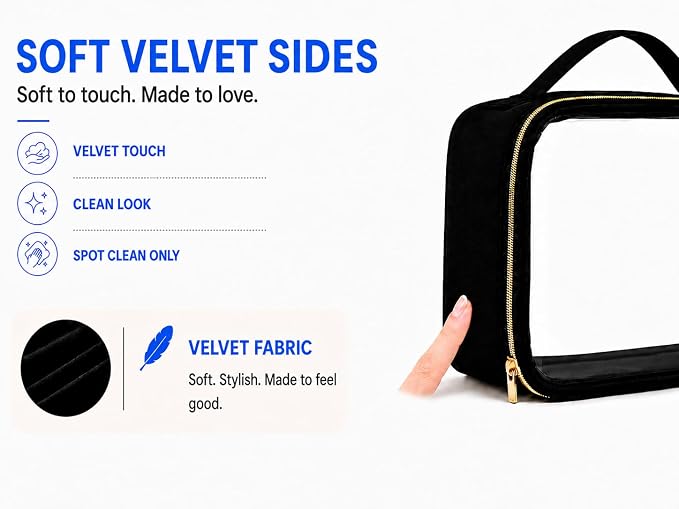 PACKISM Clear Makeup Bag Combo Pack, 1 TSA Approved Medium & Large for Checked Luggage, Clear Toiletry Bag with Handle, Water-resistant Travel Essentials Organizer, Black