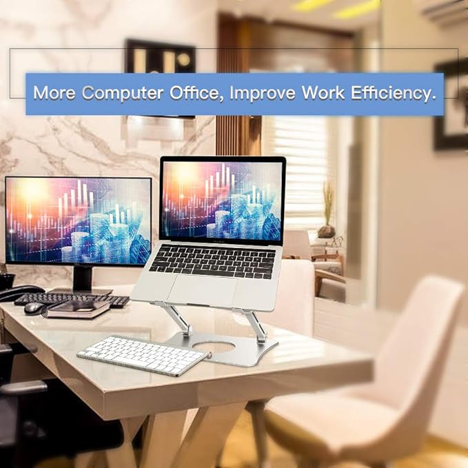 Ergonomic Adjustable Laptop Riser, Computer Stand Laptop Holder Compatible with 10-15.6" Laptops and Tablets (Aluminum, Silver)