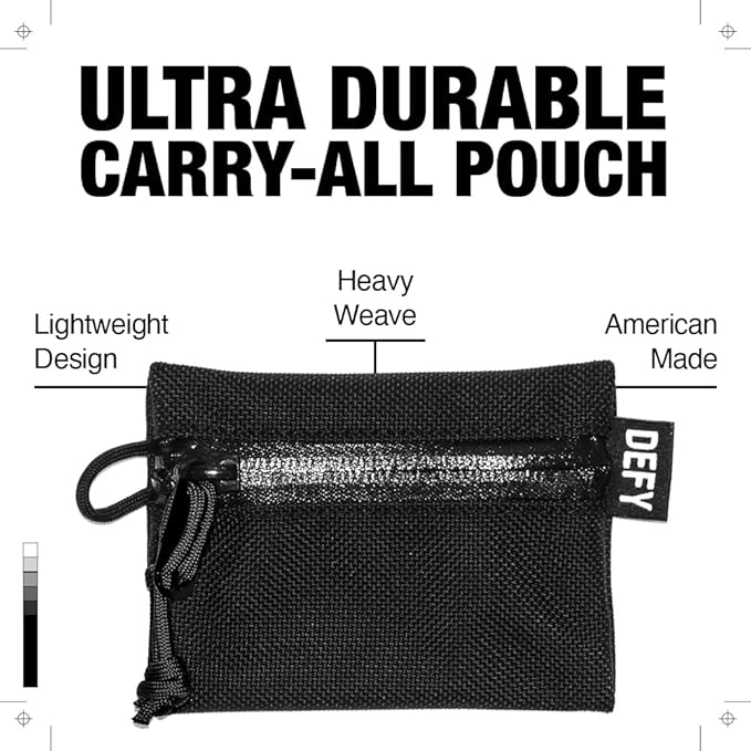 DEFY Project Ballistic Travel Organizer - Lightweight Nylon Accessory Organizer Wallet | Water Resistant Travel Pouch (Small, Black)