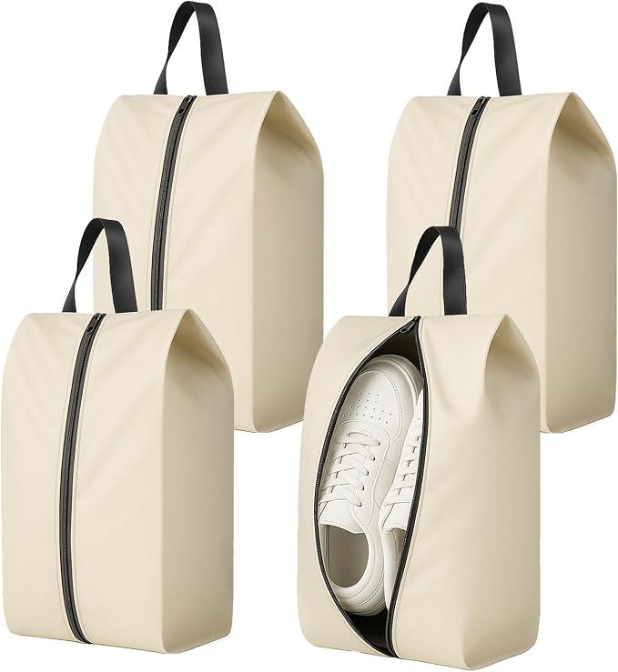Travel Shoe Bags 4-Pack – Water-Resistant Shoes Pouch Organizer with Zipper, Portable Storage Bags for Packing, Gym, Sports, Golf, Soccer, Bowling, Basketball