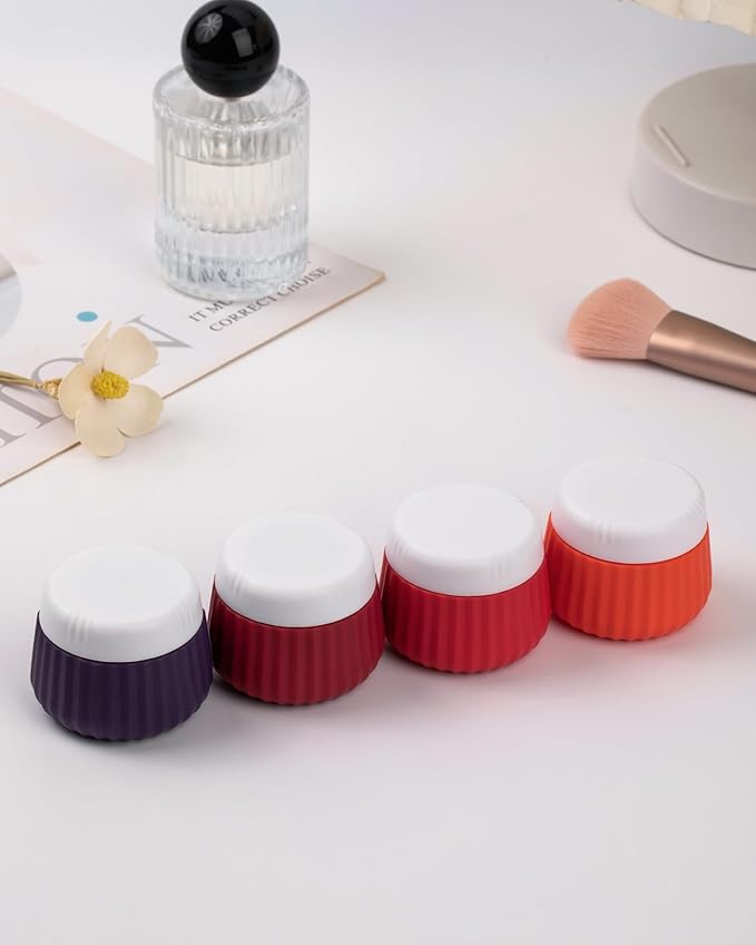 Mrsdry 4 Pack Travel Size Toiletries, TSA Approved Silicone Jars, Leak-Proof, Wide Opening, Portable with Clear Bag