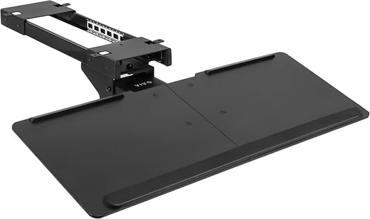 VIVO Adjustable Computer Keyboard and Mouse Platform Tray Deluxe Smooth Rolling Track Under Table Desk Mount, Black, MOUNT-KB04C