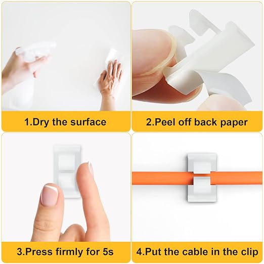 M Cable Clips Nylon White, Strong Adhesive Wire Rope Clamp Vertical Cable Management Phone Charging Cord Organizer for Desk Car Dash Cam - 50 Pcs by Xuuza
