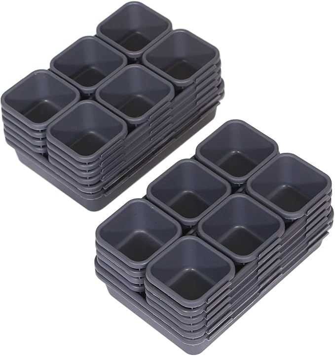 TENABORT 42 Pack Interlocking Desk Drawer Organizer Tray Dividers Plastic Shallow Narrow Drawers Organizers Separators Storage Bins Container for Kitchen Bathroom Makeup Office Vanity Dresser