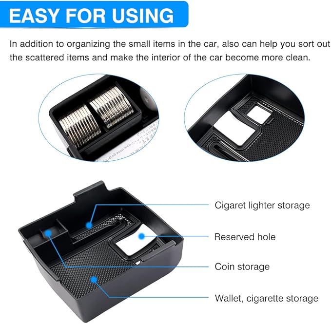 Karltys Compatible with Center Console Organizer Toyota Corolla 2019-2026/ Corolla Cross 2022-2026 Accessories Middle Console Tray Car Armrest Storage Box Container with Non-Slip Silicone Mats