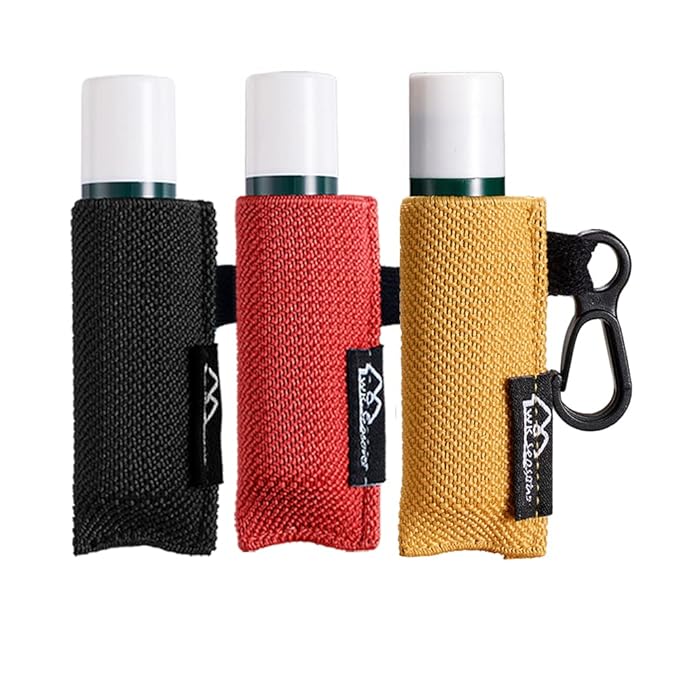 WK IEASON Lip Balm Sleeves Holder Keychain 3pcs Clip on Lip Gloss Holder Compatible With Chapstick Keychain Holder Pouch Tight-Knit Elastic Lipstick Key Chain Holder(Black/Red/Yellow)