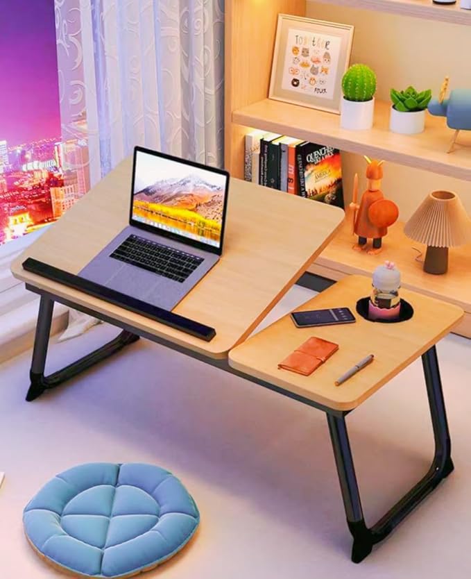 Adjustable Laptop Desk for Bed,Bed Table for Laptops,Laptop Stand for Beds,Lap Desk Foldable Bed Desk for Laptops and Writing,Portable Beds Tray Table with Cup Holder