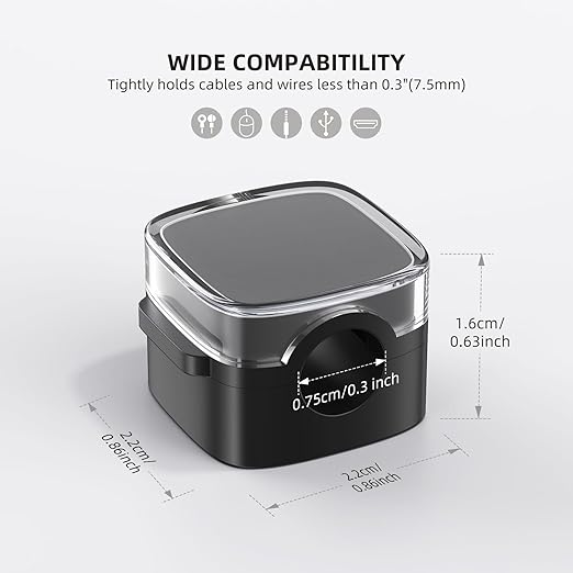 Magnetic Cord Clips, 6 Pack Cord Organizer Holder for Desk Office Accessories, Cable Holder Hide Phone USB Power Wire Cord Clips for Management Home Nightstand Kitchen Appliances, Clear Black