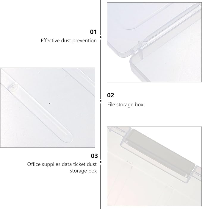 Plastic Document Storage Box with Lid, A4 File Organizer Case for Office Desk, Dustproof Desktop File Holder for Documents and Paper Sorting