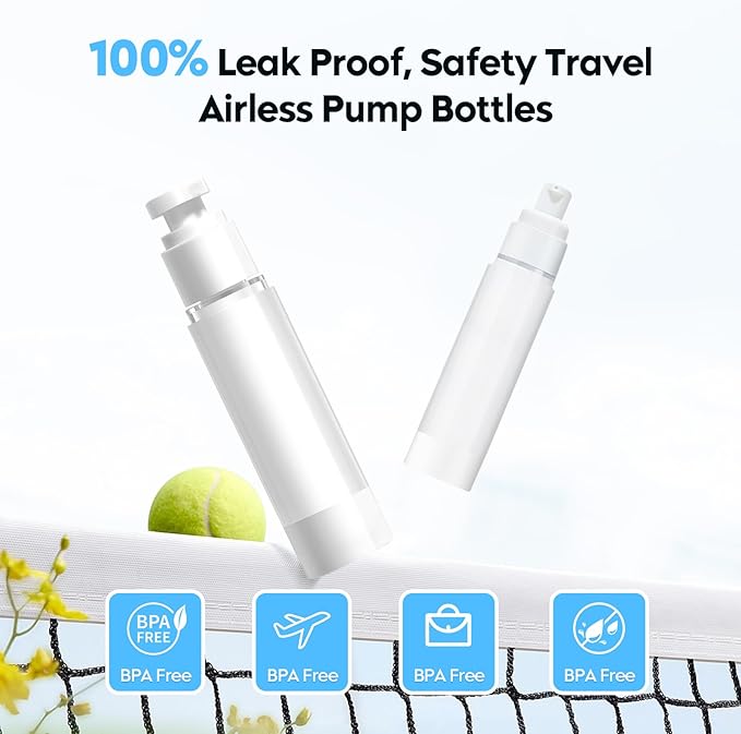 Acrylic Travel Bottles for Toiletries with Label 1.7 Oz 50ml Empty Refillable Leakproof Travel Bottles Lotion Dispenser for Hand Cream Liquids Makeup Skincare - 2Pack