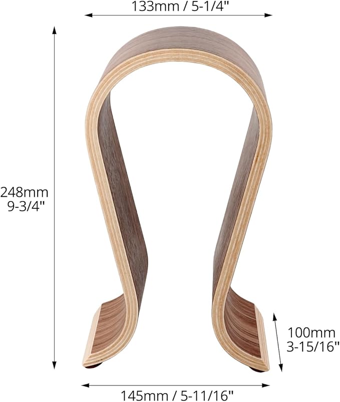 QWORK Wood Headphone Stand - Headset Holder, Arch Bridge Design - Universal Compatibility, Ear Headphones Hanger Holder, Stylish Desk Headset Holder for Headphones, Cables, Game Pads, QS32269