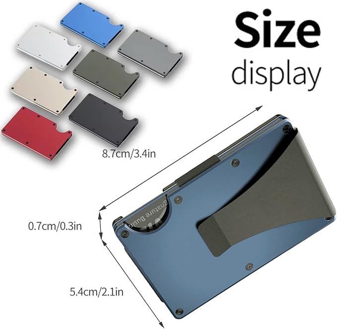 EDGE Metal Wallet for Men - Minimalist Slim Wallet - RFID Blocking Card Holder Money Clip, Smart Wallet - Aluminum Credit Card Holde Clip Greyish-Blue