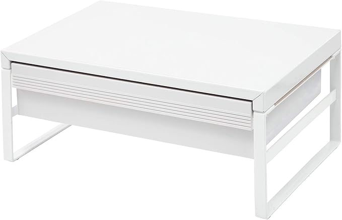 LIHIT LAB Desktop Stand with Drawer, 9.8 x 15.4 x 6.3 Inches, White (A7342-0)