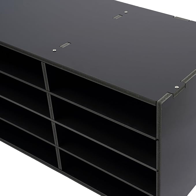 12-Slot Desktop Organizer, Minimalist Design Mailbox, File Sorter w/Top Platform for Hold Cables/Files/Keys, Desktop Bill Paper Organizer for Office & Home (Black, 12 Slot, Style 2)