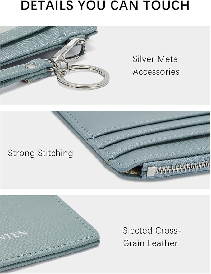 BOSTANTEN Small Wallet For Women RFID Leather Credit Card Holder Slim Wristlet Keychain Wallet With Zipper Pocket