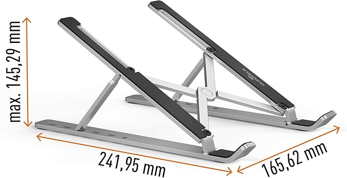 Durable Laptop Stand for Laptops & Tablets - Foldable & Height Adjustable - Includes Travel Bag - Silver Aluminum Laptop Mount, for Laptops and Tablets up to 15"