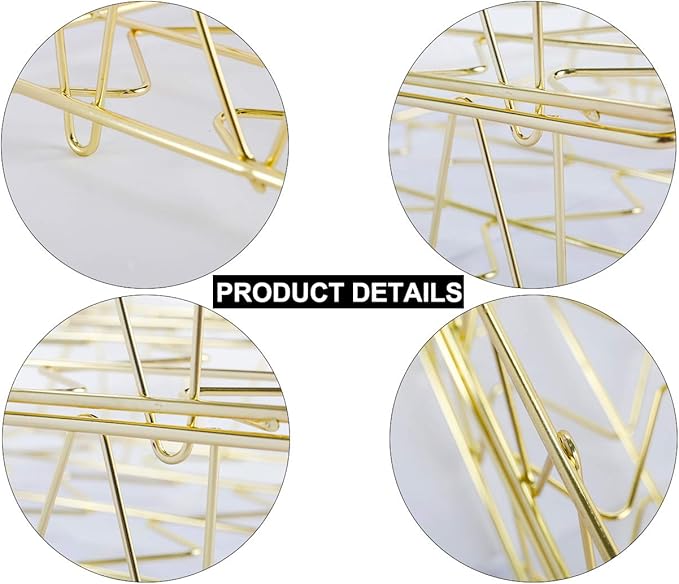 PAG Desktop File Organizer Metal Stackable Letter Tray Paper Holder Rack, 2 Pack, Gold