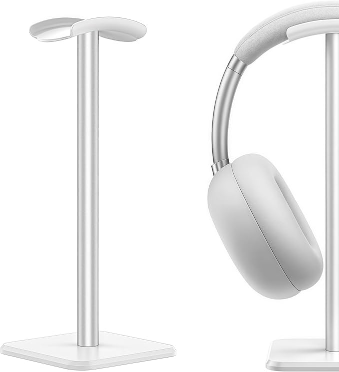 Musiin Headphone Stand ??Aluminum Alloy Stable Headset Holder with Non-Slip Base, Universal Display Stand for Studio, Office, and Home (White)