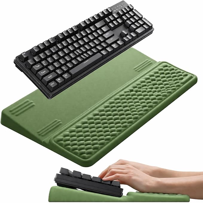 Vaydeer Extra-Large Wrist Rest with Keyboard Stand, Ergonomic Wrist Support Pad, Soft Memory Foam Wrist Cushion for Mechanical 100% Full-Size Keyboard, Carpal Tunnel Pain Relief, Green