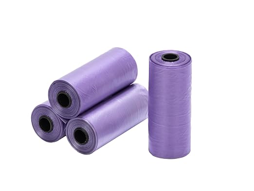 Ginsco 0.8 Gallons Disposable Trash Bags for Mini Car Trash Can, Portable Small Car Garbage Bags, Cars Accessories, Mini Trash Bags, Plastic Trash Bag for Cars/Home/Office (4 Rolls/60 Counts) Purple