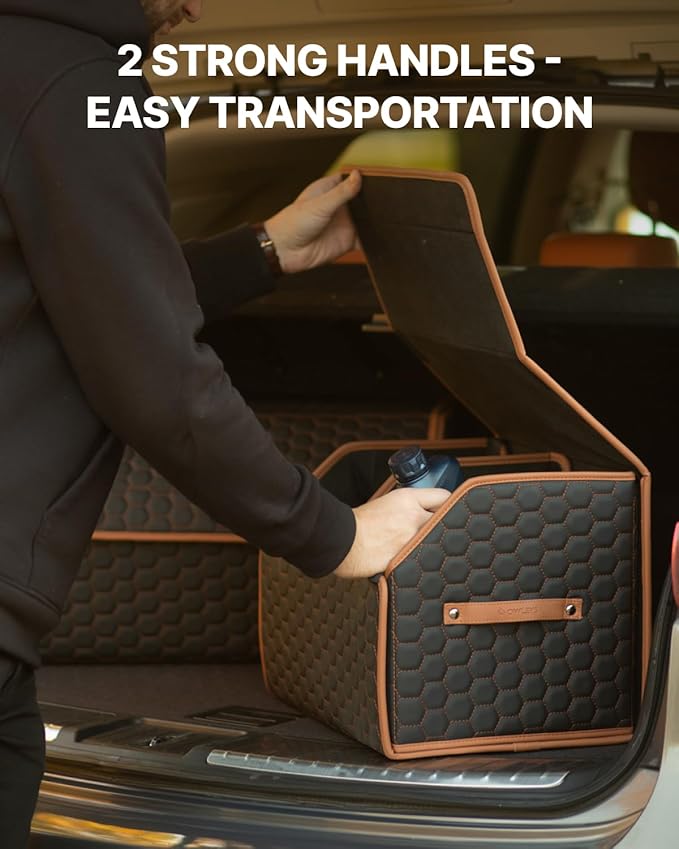 Owleys Trunk Organizer for Toyota Tacoma 2000–2025 – Car Storage Box for Truck Bed & SUV – Waterproof Foldable Car Trunk Organizer with Lid – Car Accessories for Men – Tacoma Bed Organizer (Hexy 17)