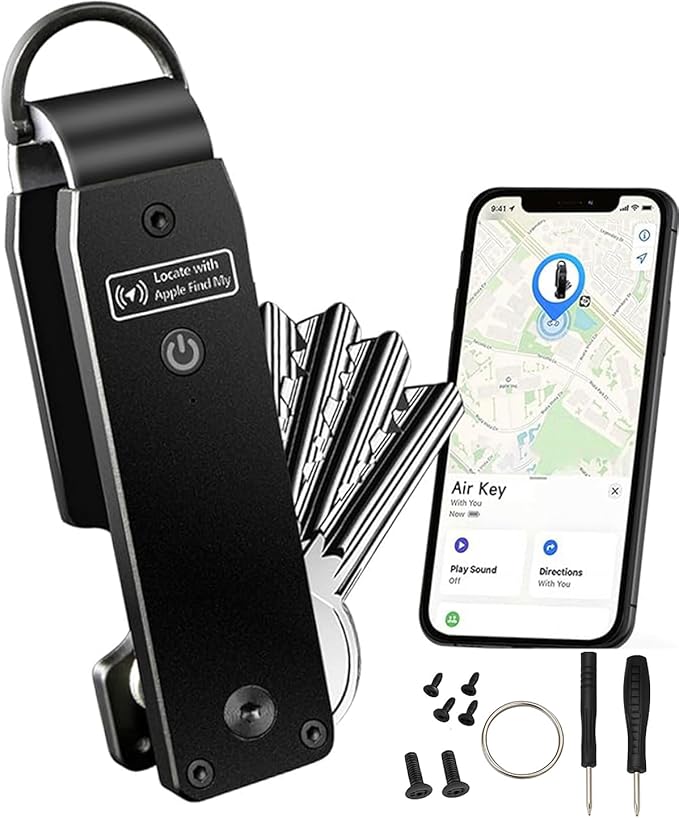 Air Keychain with GPS Tracker : Lightweight Compact Key Holder for Outdoor Use - Minimalist Metal Key Organizer