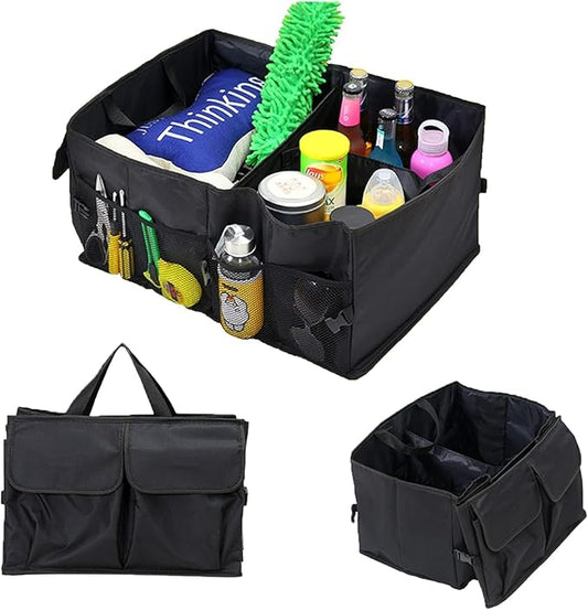 51L Large Capacity Trunk Organizer for Car,Oxford Cloth SUV Trunk Organizer with 2 Pocket and 4 Net Storages Tools Toys Foods,Universal Foldale Car Organizers and Storage