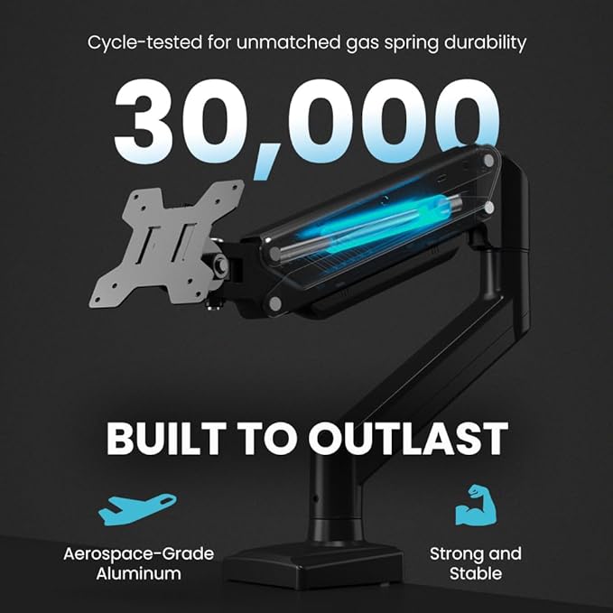 MotionArc??Single Balanced Monitor Arms | Effortless Adjustment | Internal Spring Mechanism | Outstanding Flexibility | 180 Degree Rotation | Fit Screen Size 17" - 32" | Computer Display Arm | Black
