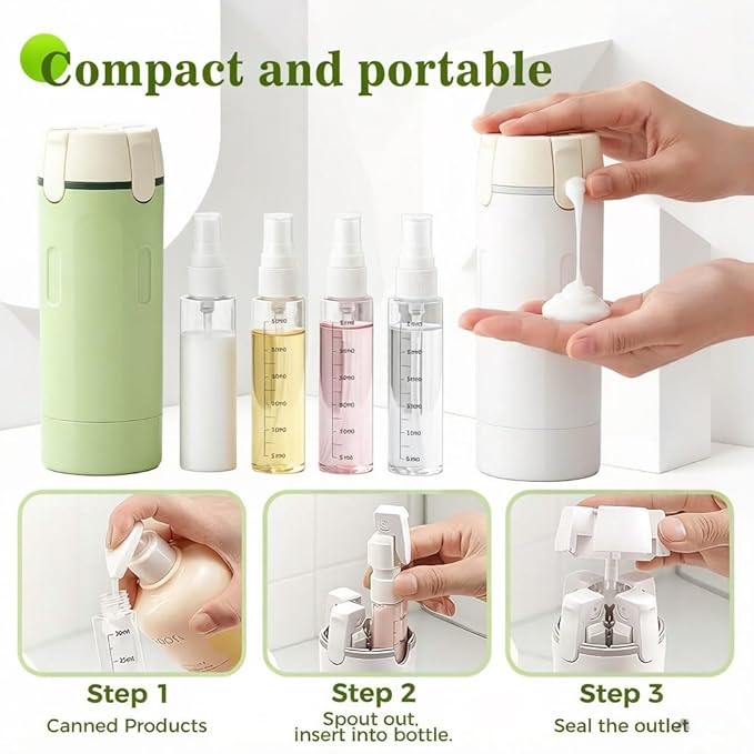 4 in 1 Travel Dispenser, Leak-Proof Travel Container, Portable Travel Showering Set, Capable of Holding Shampoo, Lotion, Hair Conditioner and Cream ((Color: Green))