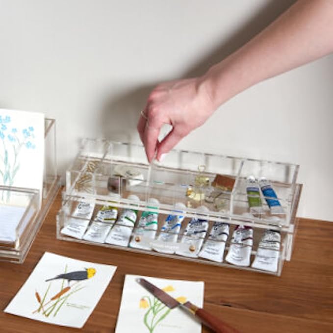 russell+hazel Acrylic Compartment Bloc, 12” x 4” x 1.5," 3 Moveable Dividers, 1 Count, 98141