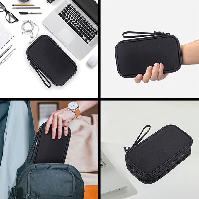 CAAORDKSO Electronics Organizer Travel Case, Charger Organizer Case Pouch, Electronic Accessories Carry Case for Travel Accessories, Cable, Cord, Charger, Phone, Power Bank, Earphone (Black, Large)