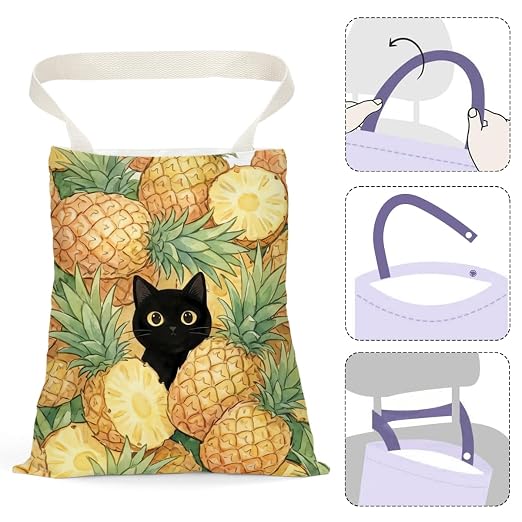 Black Cat Car Trash Bag, Pineapple Car Trash Bag Hanging, Pineapple Accessories, Summer Decor Waterproof Cars Back Seat Hanging Organizer Garbage Can for Vehicle Travelling Camping