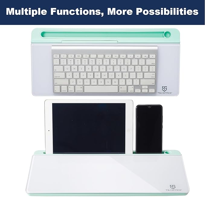 TSJ OFFICE Desktop Whiteboard Dry-Erase-Board - Computer Keyboard Stand White Board Surface Pad with Drawer, Desk Organizers with Accessories for Office, Home, School Supplies - Green
